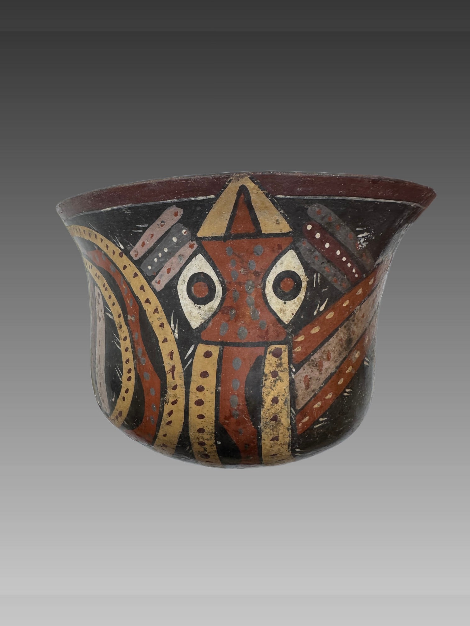 Precolumbian Nazca Serpent Polychrome Bowl: Precolumbian Nazca Serpent Bowl, Polychrome, South America, 800-1200 C.E. 6.25" W x 5.25" H, Private West Palm Beach Collection