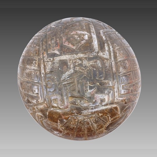 Precolumbian Carved Stone Bowl With Glyphs (1 of 6)