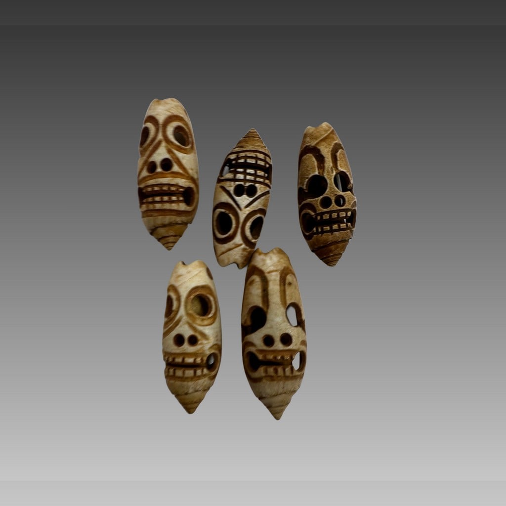 Precolumbian Mayan Carved Shell Beads (1 of 3)