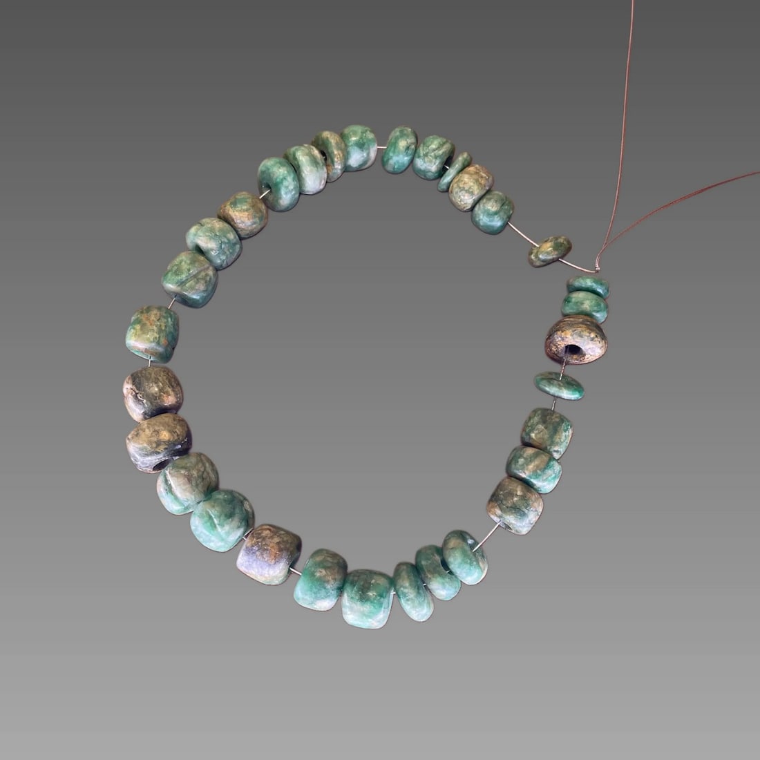 Pre-Columbian Mayan Green Jade Beads (1 of 2)