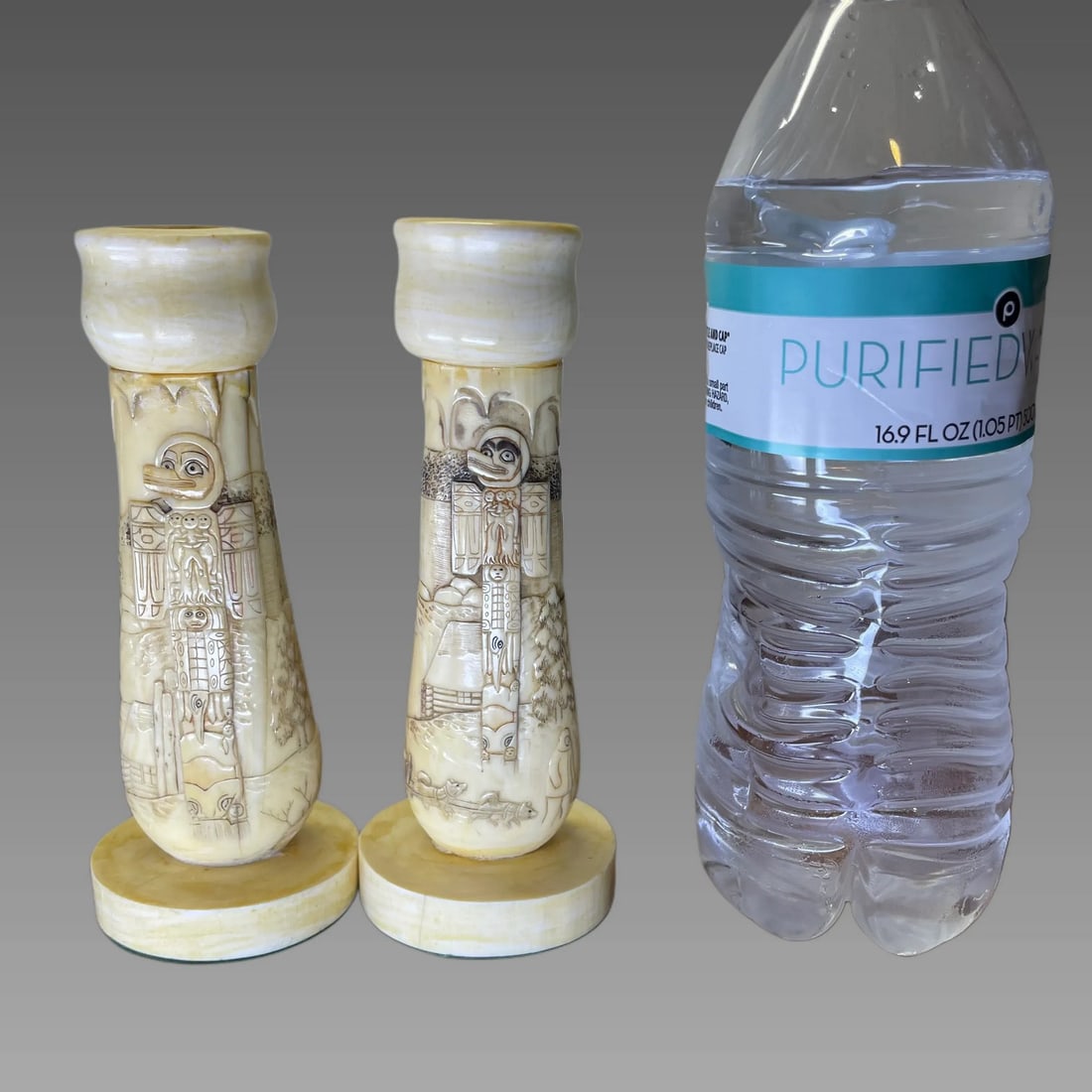 Antique Inuit Candlestick Holders, Pair (1 of 5)