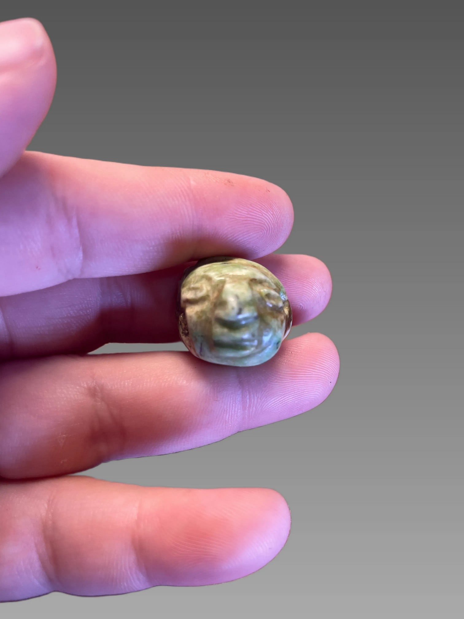 Pre-Columbian Mayan Jade Face Bead (1 of 4)