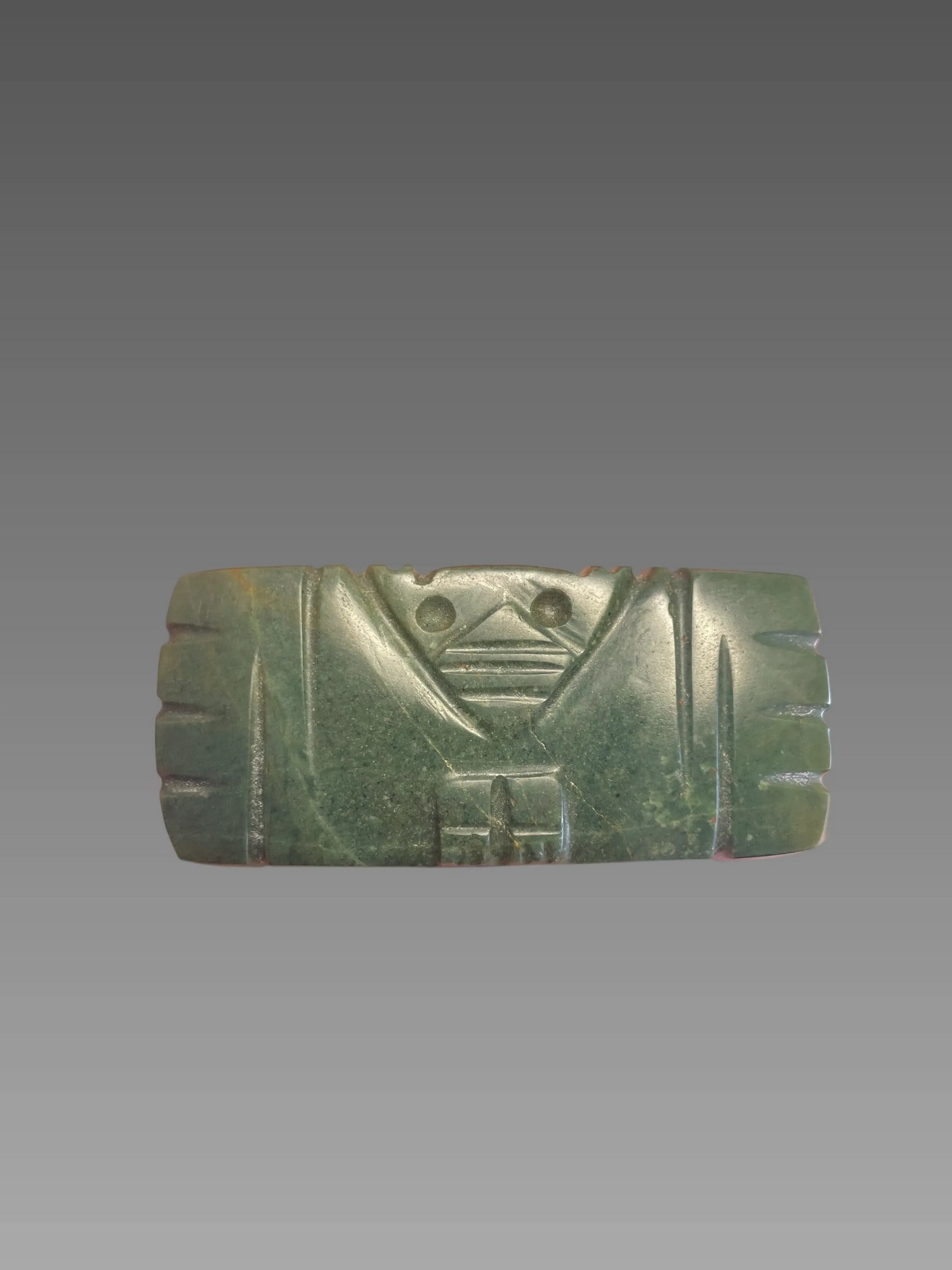 Pre-Columbian Jade Avian Bat Pectoral, Costa Rica: Pre-Columbian Jade Avian Bat Pectoral, Nicoya Costa Rica, 500-1200 C.E.