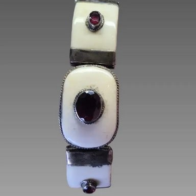 Antique Bangle Bracelet with Sterling Silver and Garnet (1 of 4)