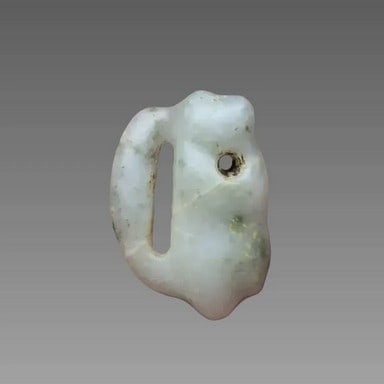 Pre-Columbian Jade Coatimundi Currled Tail Pendant (1 of 3)