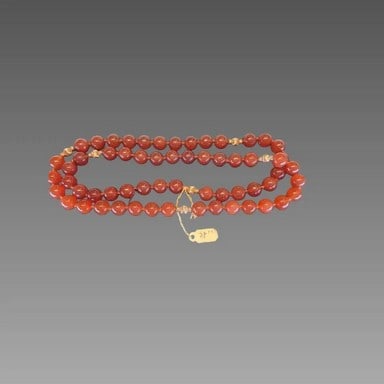 Vintage Carnelian Beaded Necklace with Gold Clasp (1 of 3)