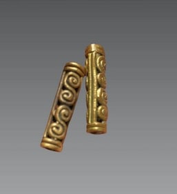Pre-Columbian Gold Tumbaga Tube Beads