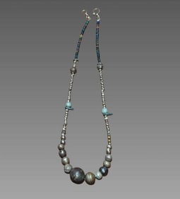 Pre-Columbian Silver Moche Beaded Necklace