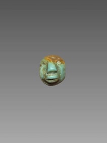 Pre-Columbian Mayan Jade Face Bead