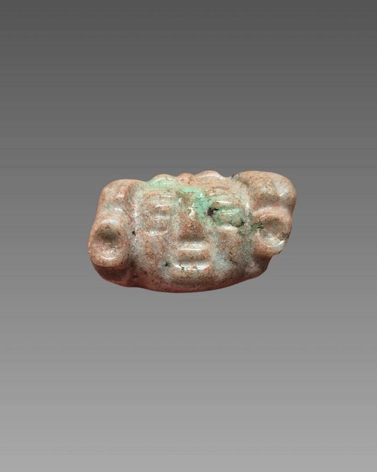Pre-Columbian Mayan Jade Face Pendant Bead (1 of 6)