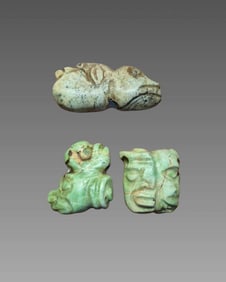 Pre-Columbian Mayan Jade Face Beads