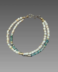 Pre-Columbian Jade and Gold Beaded Bracelet