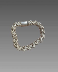 Vintage Tibetan Silver Skull Bracelet
