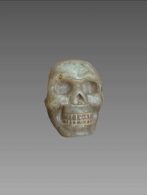 Pre-Columbian Mayan Jade Skull Bead
