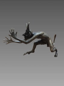 Antique Satyr Faun Devile Bronze Sculpture