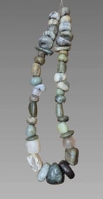 Pre-Columbian Mayan Jade Beaded Necklace, Large Beads