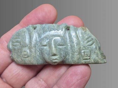 Pre-Columbian Jadeite Pectoral Pendant with Mayan Lords