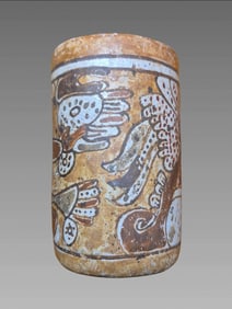 Pre-Columbian Mayan Polychrome Cylinder