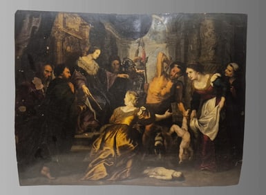 Very Rare 17th Century Oil on Copper Judgement of Solomon