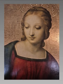 Antique Oil on Board Maddona