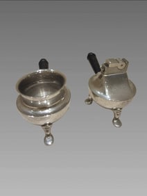 Mid-Century Chrome Ashtray and Lighter Set