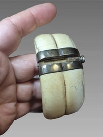 Wide Antique Cuffed Bracelet With Stirling Silver, Stirling Silver Hinge, Stirling Silver Pin Clasp,