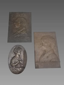Antique Bronze Plaques Set of 3