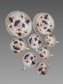 19th Century Imari China, Gaudy Welsh Lotus Pattern, Cup and Saucer Set
