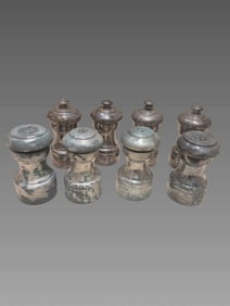 Antique Silver Salt and Pepper Shakers with Crystal Formations