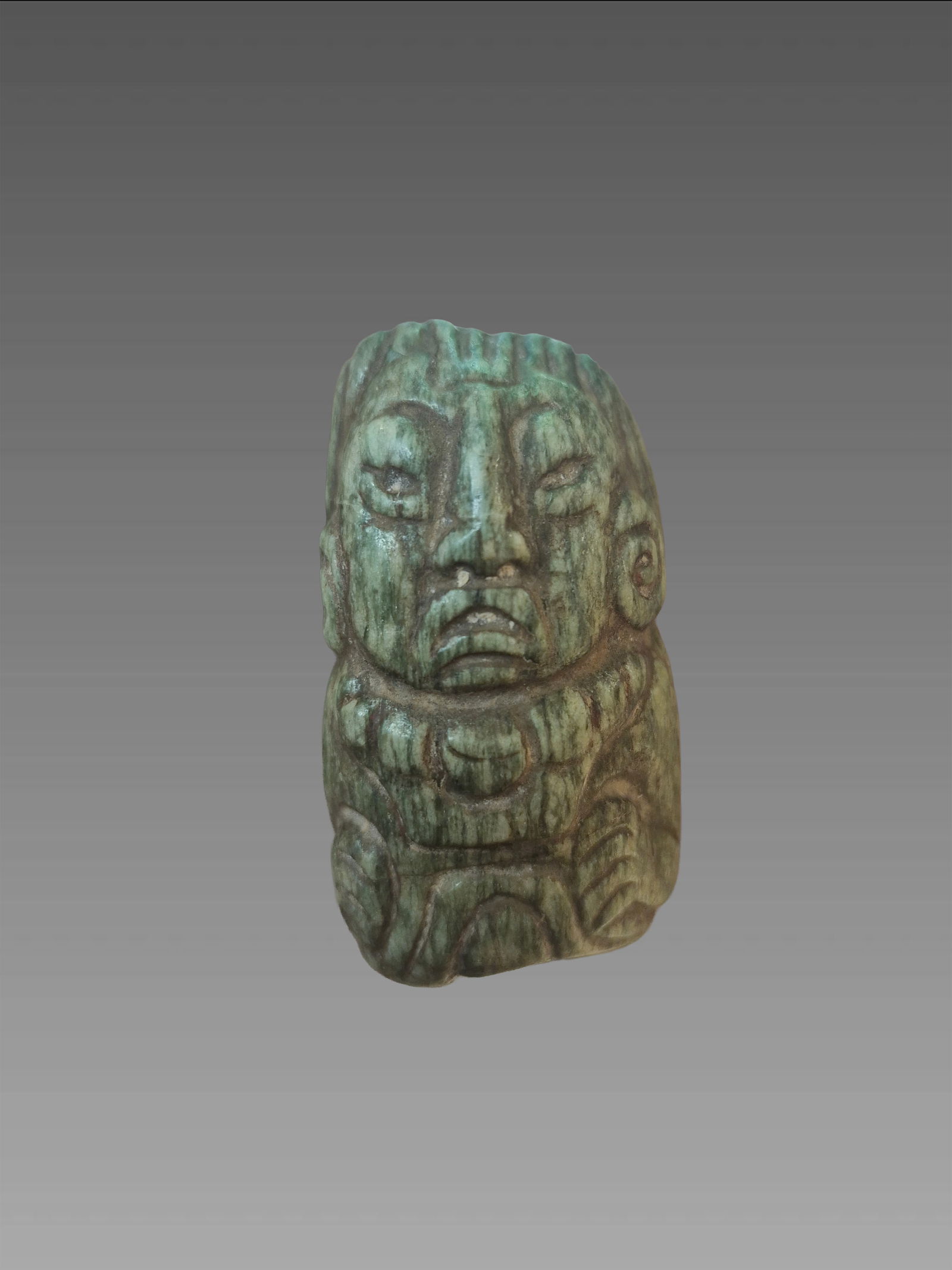 Pre-Columbian Mayan Jade Carved Figure Bead