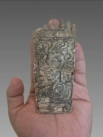 Pre-Columbian Mayan Bone Glyph Fragment