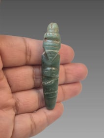 Pre-Columbian Jade Axe God Amulet Pendant
