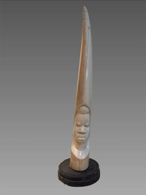 Antique Tusk Taxidermy African Carving, Very Rare