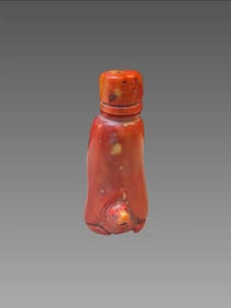 Antique Natural Red Coral Hand Carved Snuff Bottle
