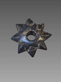 Ancient Hongshan Culture Black Jade Star Amulet Pendant