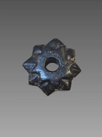 Ancient Hongshan Culture Black Jade Star Amulet Pendant