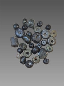 Pre-Columbian Assortment Of Jade Spacer Beads