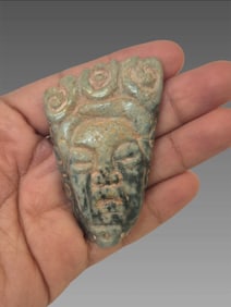 Pre-Columbian Mayan Head Jade Pendant Pectoral
