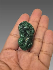 Antique Chinese Jade Hand-Carved Foo dog Pendant
