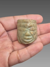 Pre-Columbian Mayan Jade Face Bead