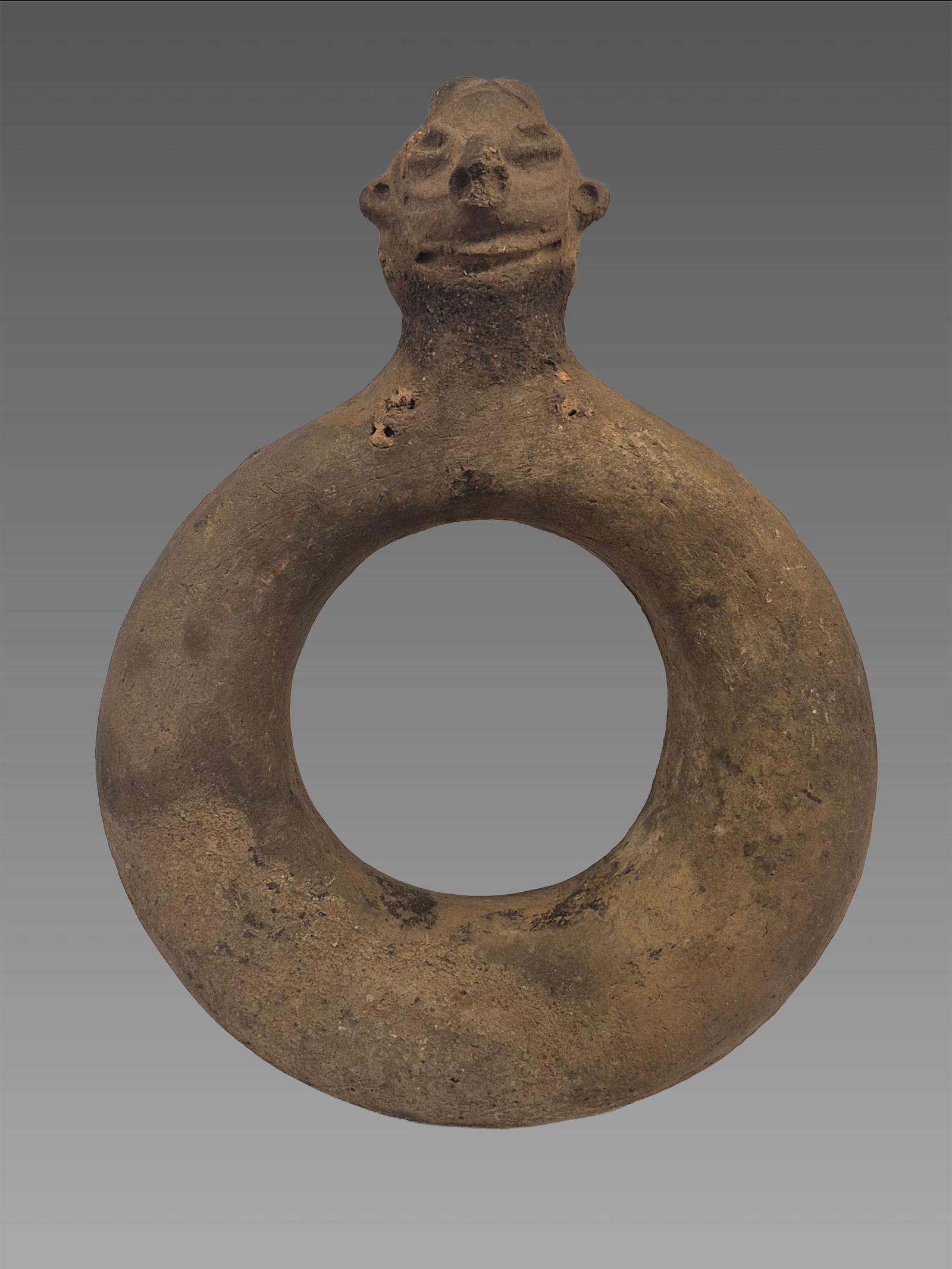 Pre-Columbian Taino Ceremonial Pottery Vessel With Face (1 of 6)