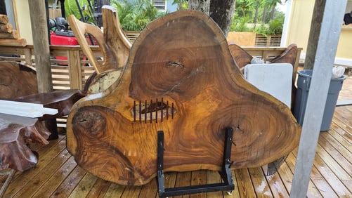 Antique Live Edge Acacia Wood Slab