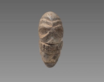 Pre-Columbian Taino Carved Kneeling Stone Zemi Figure