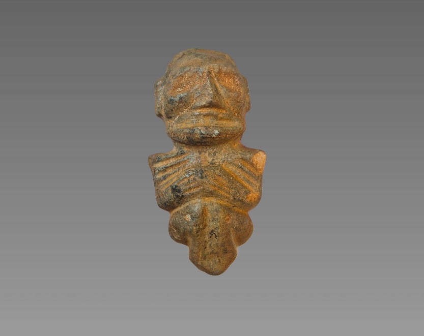 Pre-Columbian Taíno Stone Anthropomorphic Figure: Pre-Columbian Taíno Stone Anthropomorphic Figure, ca. 1100–1500 A.D. - 3"x5"