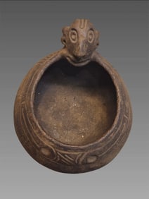 Pre-Columbian Taíno Cohoba Communal Bowl with Anthropomorphic Effigy