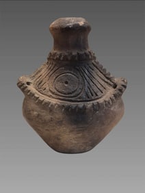 Pre-Columbian Taíno Carved Pottery Vessel Fluted