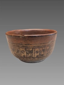 Pre-Columbian Maya Polychrome Pottery Bowl