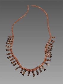 Pre-Columbian Spondyllus Shell and Gold Bell Bead Necklace