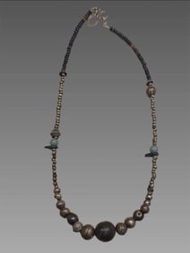 Pre-Columbian Moche Silver Ball Beaded Necklace