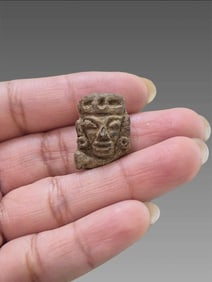 Pre-Columbian Mayan Terracotta Head Pendant